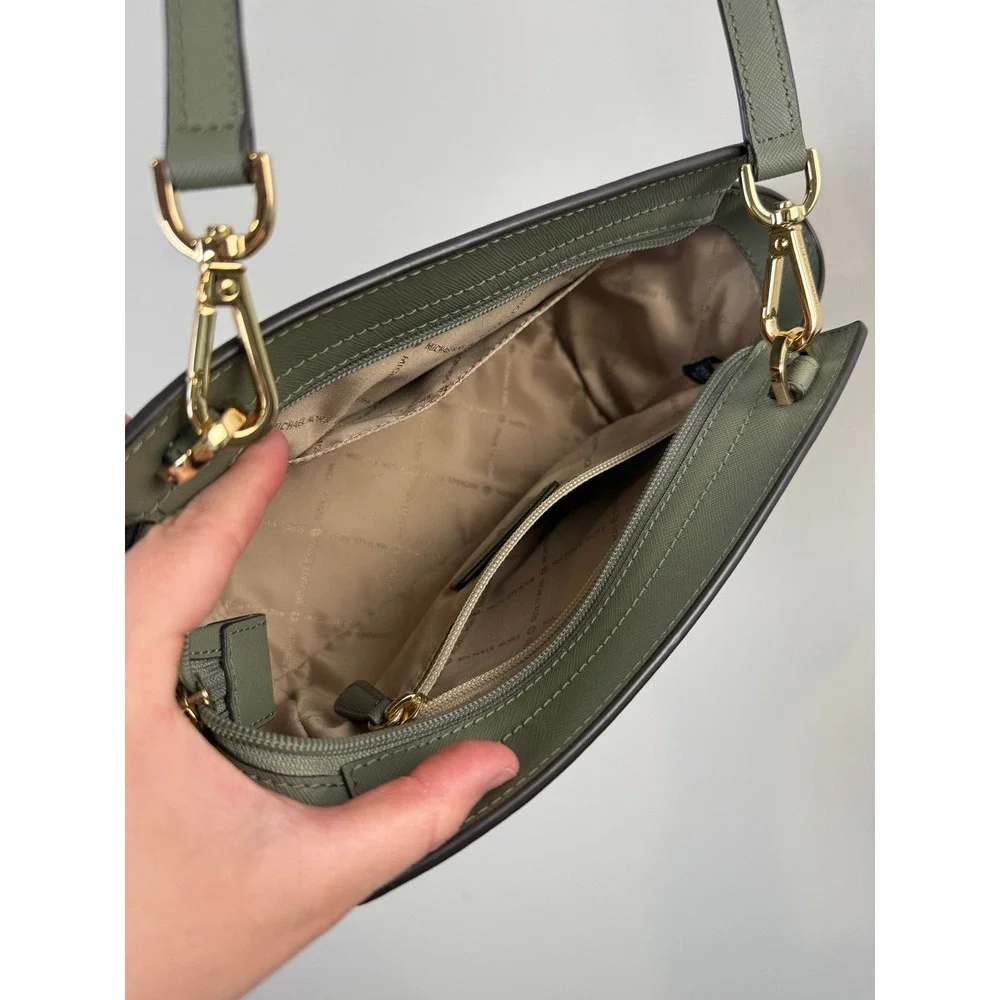 Michael Kors Messenger Bag Medium Olive Green Selma Saffiano Leather MK‎ Logo